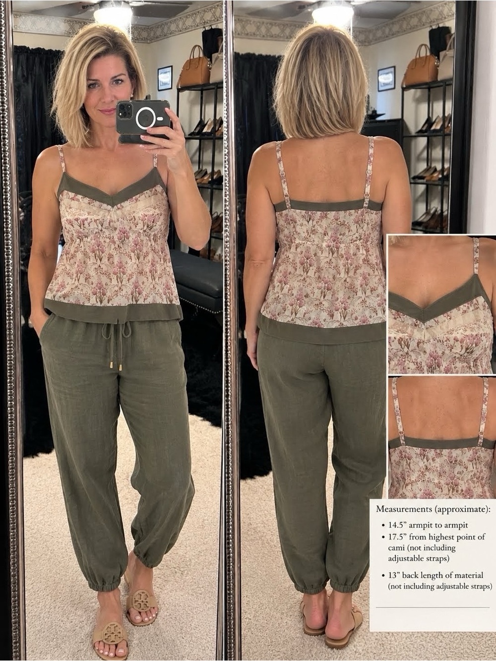Sandro Paris Floral Lace Trim Cami Top | Medium | 100% Viscose